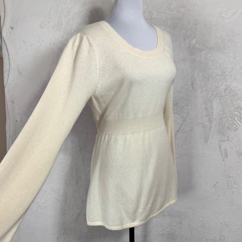 NWT Y2K Banana Republic Cream Babydoll Sweater Size L‎ Bell Sleeve Wool Cashmere - Picture 7 of 16